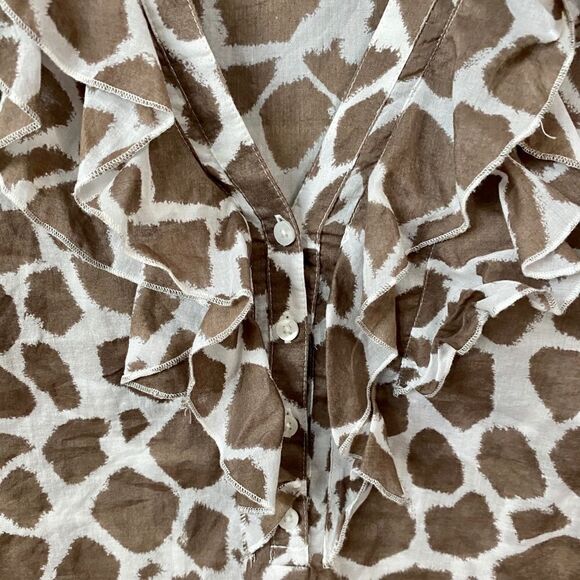 Loft White & Brown Leopard Print Blouse - Picture 3 of 5